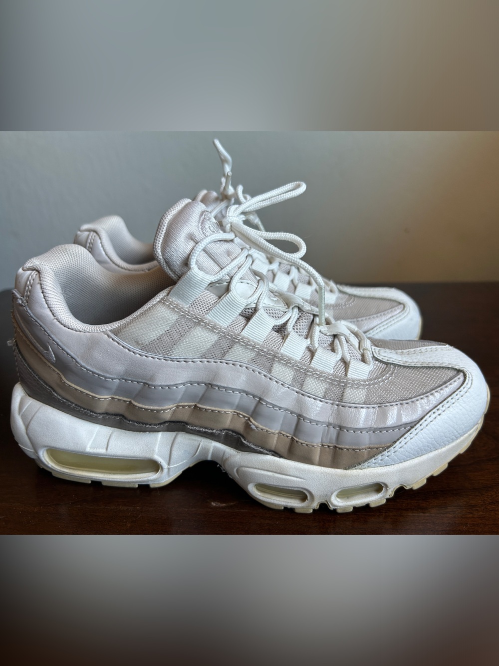 Vintage Nike Air Max Women's White Layered Mesh & Leather Sneakers